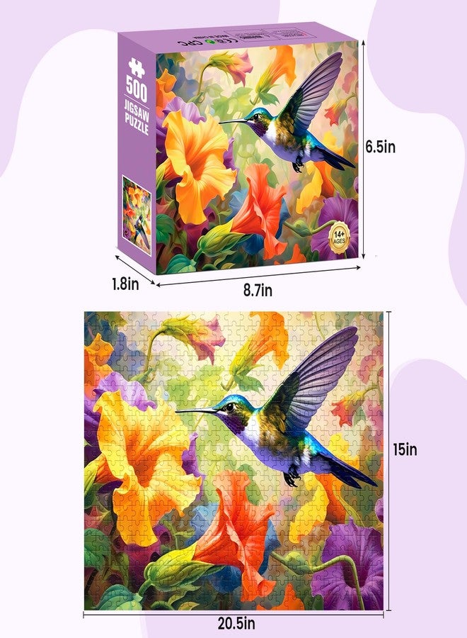 VOLUVOLU 500 Piece Puzzle for Adults, Jigsaw Puzzles,Flower Hummingbird Jigsaw Puzzles 500 Pieces Birthday Party for Family Adults Funny Puzzle - Image 3